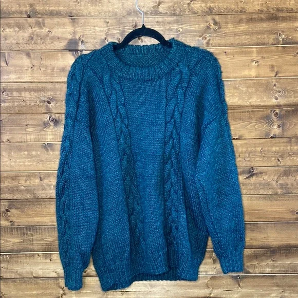 Cable Knit Sweater - Teal - Medium - Picture 4 of 5